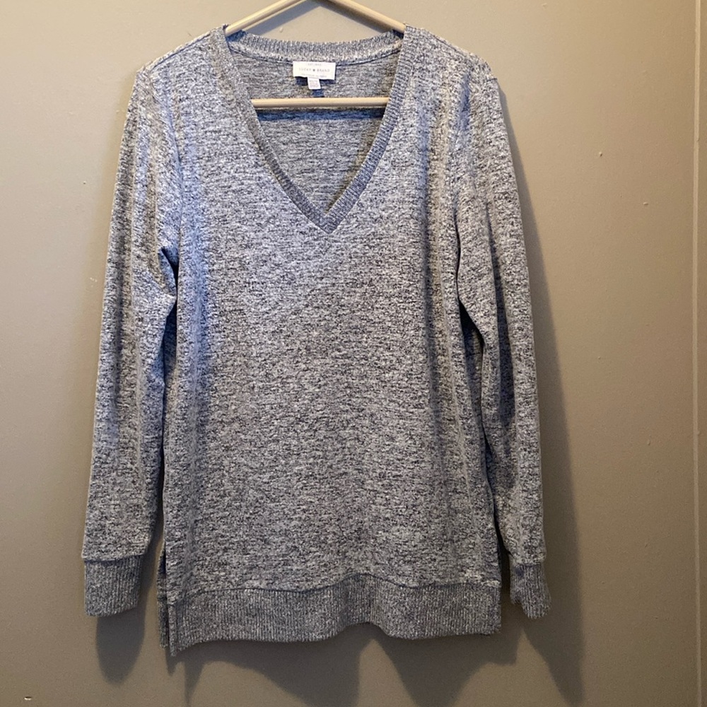 LUCKY BRAND WOMEN'S V-NECK TUNIC SOFT SWEATER Size Extra Small Oversized Stretch